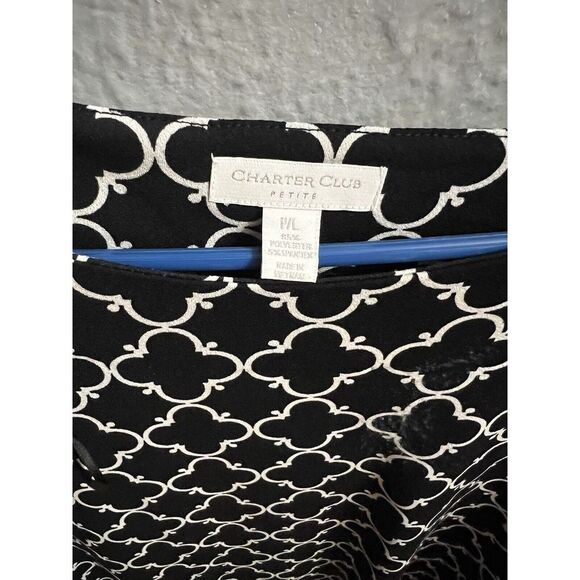 Charter Club Black White size Large P  3/4 length sleeve tunic top - Picture 4 of 7